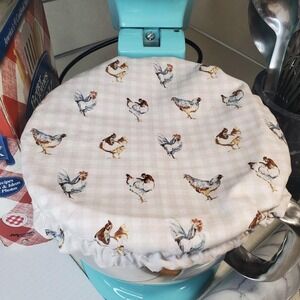 Christmas / Rooster Gingham Reversible KitchenAid Mixer Mixing Bowl Cover Decor